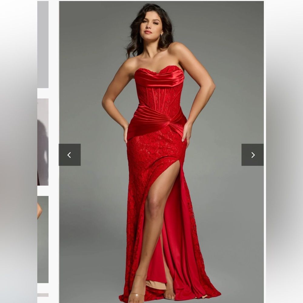 Jovani Red Strapless Prom Dress Style 43859